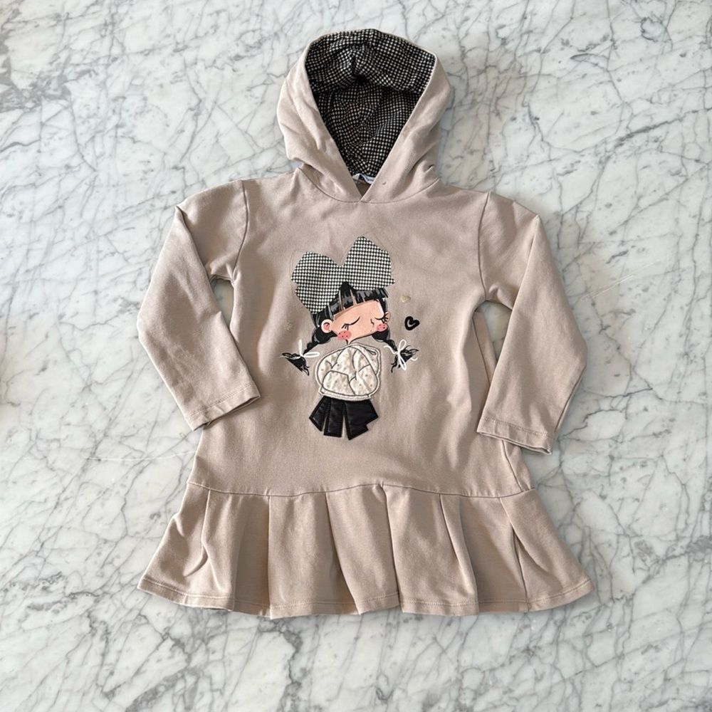 Mayoral Kids Beige Embroidered Kissy Girl Dress Sz 5T